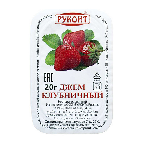 Джем клубника порц. дип-пот 20грх140шт/кор Руконт Россия купить в Донецке - СтриПсБери