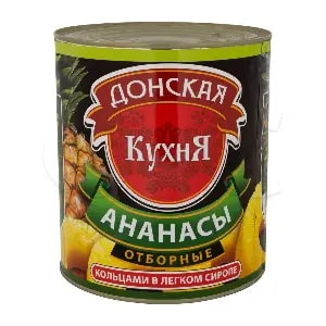 Ананасы консервированные кольца в легком сиропе Донская кухня 3100мл/3000гр/1600гр ж/б,6шт/кор купить в Донецке - СтриПсБери