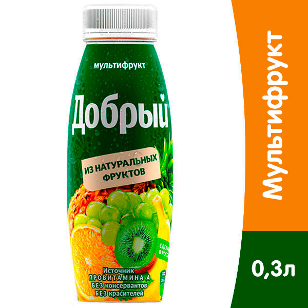 Сок Добрый 0,33л пэт/бут Мультифрукт 12шт/уп купить в Донецке - СтриПсБери