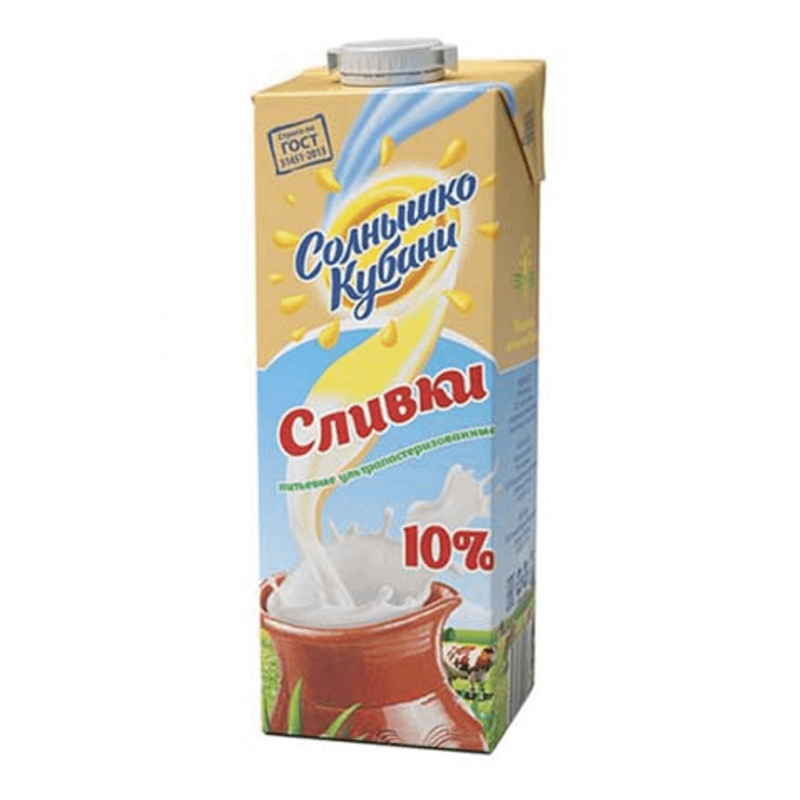 Сливки ультрапастеризованные 10% Солнышко Кубани 1л, 12шт/кор купить в Донецке - СтриПсБери