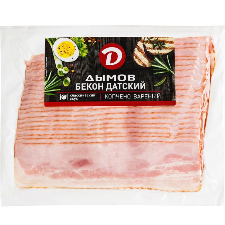 Бекон нарезка в/к зам. Дымов 500гр, 20шт/кор купить в Донецке - СтриПсБери