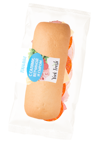 Панини с салями, ветчиной и сыром 190гр. флоу-пак, YORK FRESH 6шт/кор 812319 купить в Донецке - СтриПсБери