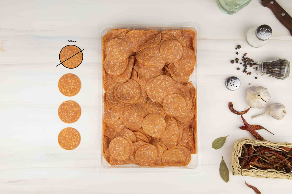 Колбаса нарезка Пепперони с/к без свинины зам гмс (шт. 1 кг.) *8шт/кор Ремит 6016 купить в Донецке - СтриПсБери