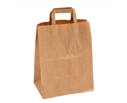 Бумажный пакет с плоскими ручками крафт 240*140*280 300 шт/упак купить в Донецке - СтриПсБери