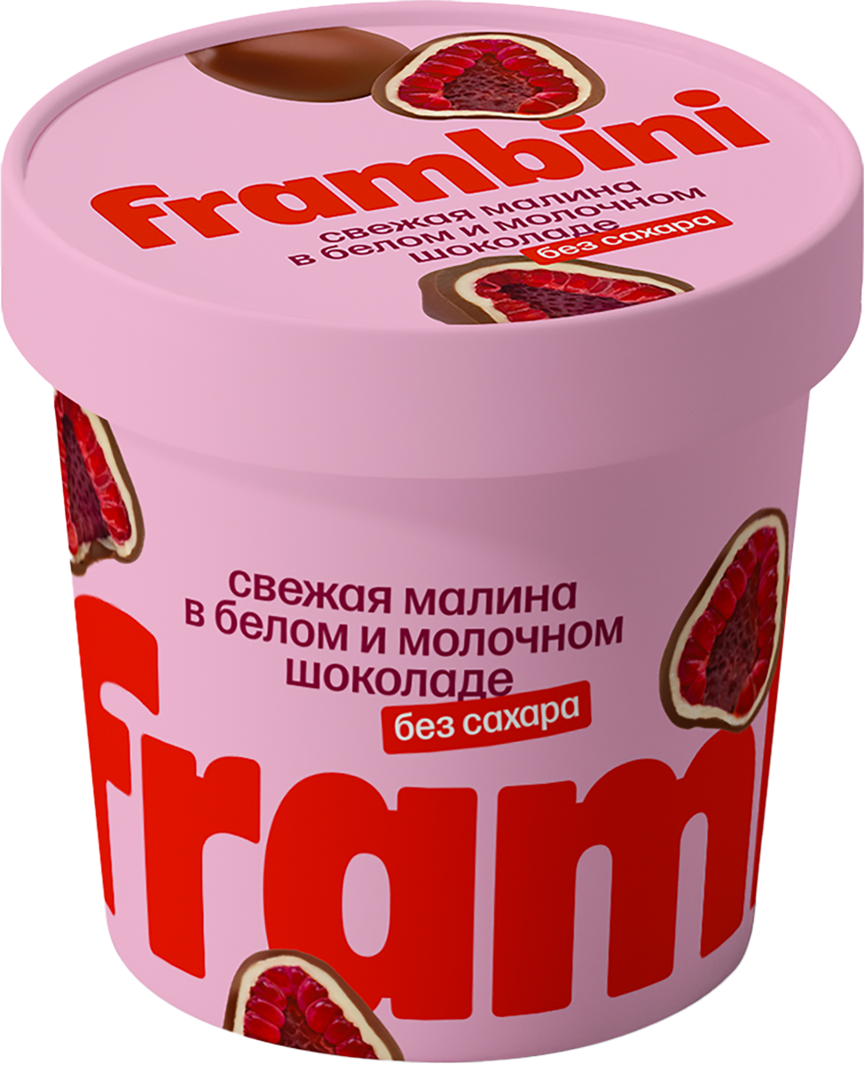 Малина в белом и молочном шоколаде без сахара 12*130 гр. Frambini 0229 купить в Донецке - СтриПсБери