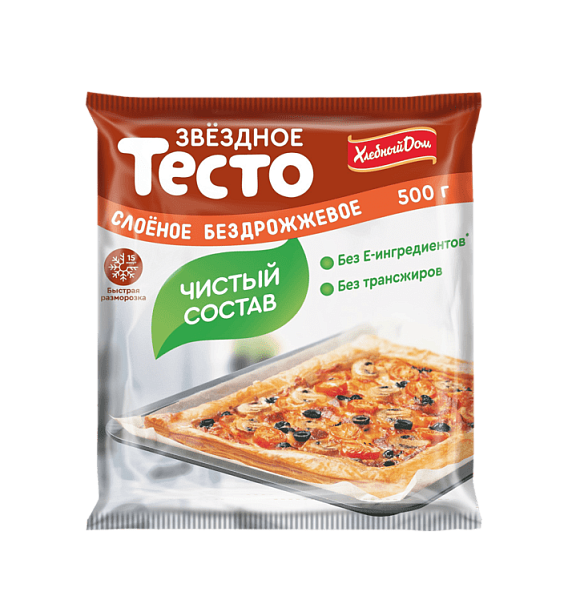 Тесто слоеное бездрожжевое быстрозамороженное Коломенский эксперт 500гр, 16шт/кор 121538 купить в Донецке - СтриПсБери