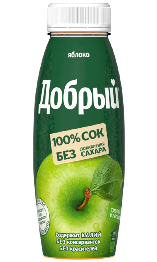 Сок Добрый 0,33л пэт/бут Яблоко 12шт/уп 5387 купить в Донецке - СтриПсБери
