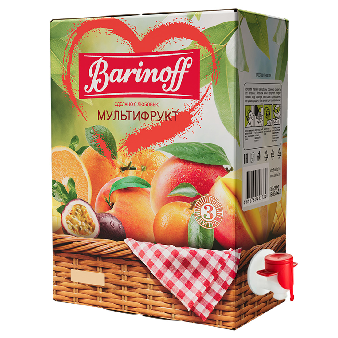 Напиток сокосодержащий мультифруктовый с мякотью 3л б/б, Баринофф 3734 купить в Донецке - СтриПсБери