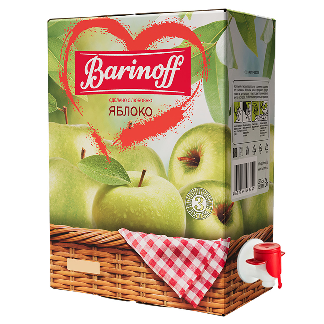 Напиток сокосодержащий яблочный с мякотью 3л б/б, Баринофф 3741 купить в Донецке - СтриПсБери