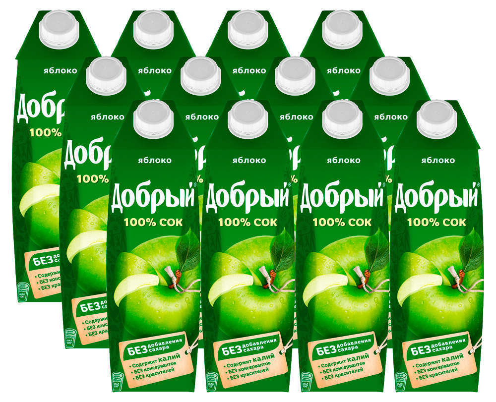 Сок Добрый 1л Яблоко зел. 12шт/уп 5453 купить в Донецке - СтриПсБери