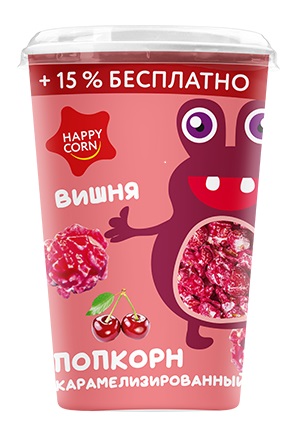 Кукуруза воздушная со вкусом вишня (стакан) 100г. 6шт/кор, Happy Corn купить в Донецке - СтриПсБери