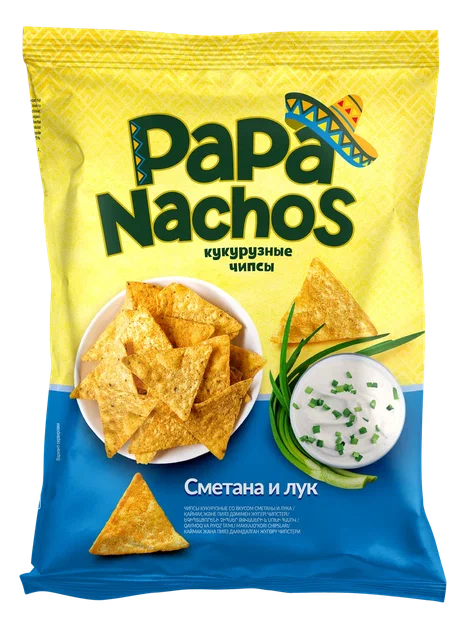 Чипсы кукурузные со вкусом сметаны и лука 150гр, 18шт/кор, PAPA NACHOS купить в Донецке - СтриПсБери
