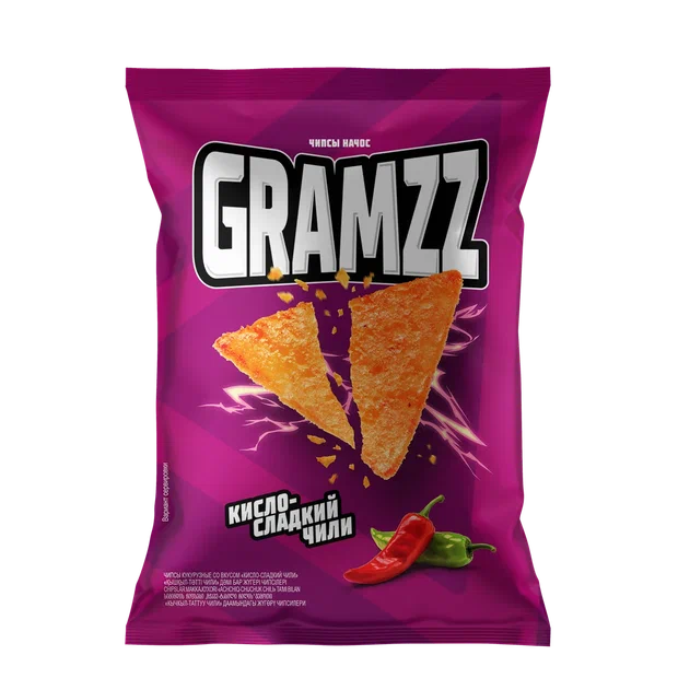 Чипсы кукурузные со вкусом Кисло-сладкий чили 55гр, 16шт/кор, GRAMZZ купить в Донецке - СтриПсБери
