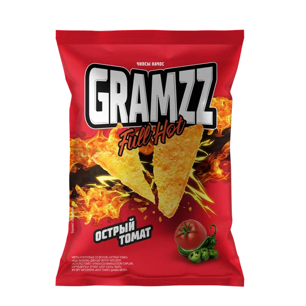 Чипсы кукурузные со вкусом Острый томат 55гр, 16шт/кор, GRAMZZ купить в Донецке - СтриПсБери