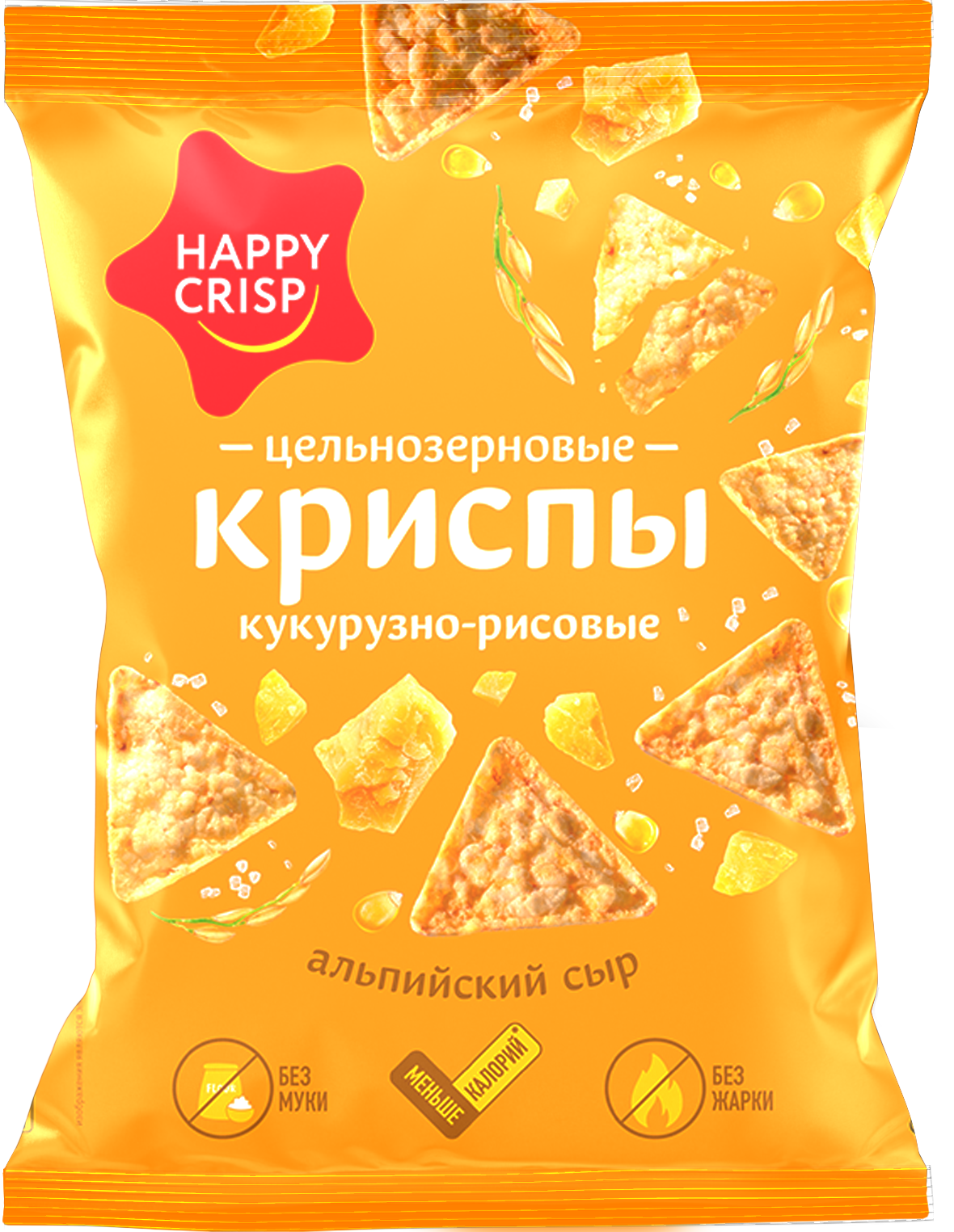 Чипсы кукурузно-рисовые со вкусом Альпийский сыр 50гр, 18шт/кор, HAPPY CRISP купить в Донецке - СтриПсБери