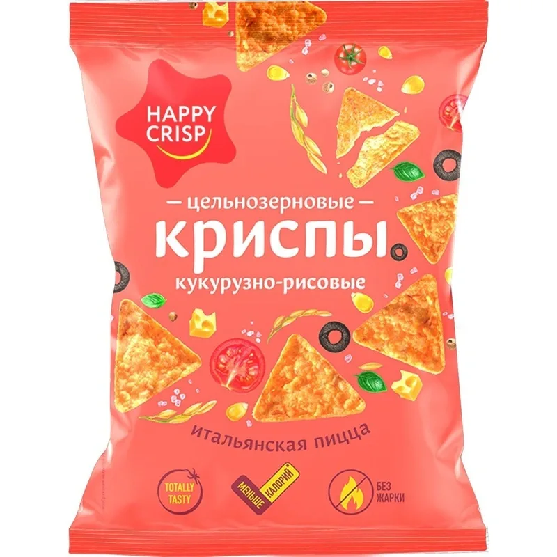 Чипсы кукурузно-рисовые со вкусом Итальянская пицца 50гр, 18шт/кор, HAPPY CRISP купить в Донецке - СтриПсБери