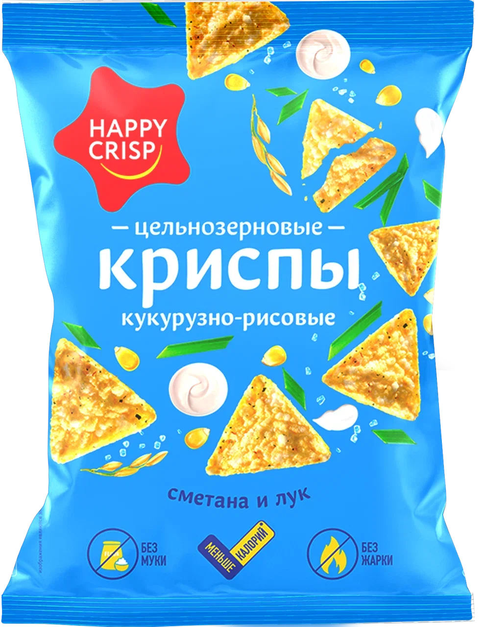Чипсы кукурузно-рисовые со вкусом Сметана и лук 50гр, 18шт/кор, HAPPY CRISP купить в Донецке - СтриПсБери