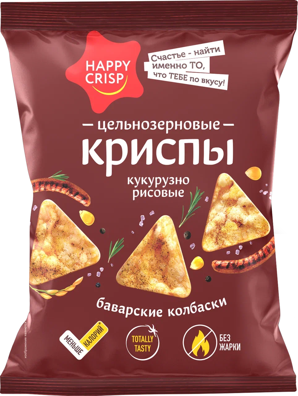 Криспы кукурузно-рисовые со вкусом Баварские колбаски 50гр, 18шт/кор, HAPPY CRISP купить в Донецке - СтриПсБери