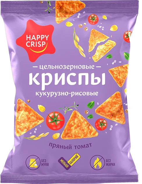 Чипсы кукурузно-рисовые со вкусом Пряный томат 50гр, 18шт/кор, HAPPY CRISP купить в Донецке - СтриПсБери