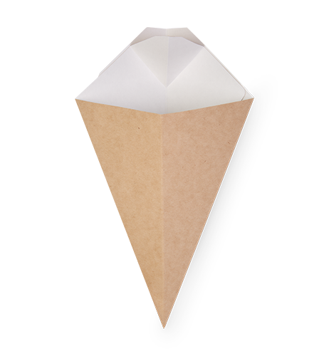 Коробка для картофеля фри CONE L конусный 80х200мм с отделением под соус (640шт) купить в Донецке - СтриПсБери