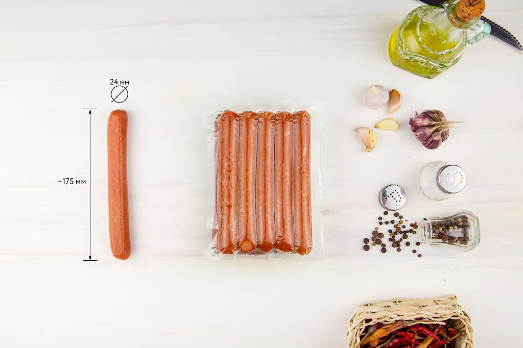 Сосиски для хот-догов из говядины зам в/у (10 шт. х75 гр. шт.) *12упак/кор Ремит 1970 купить в Донецке - СтриПсБери