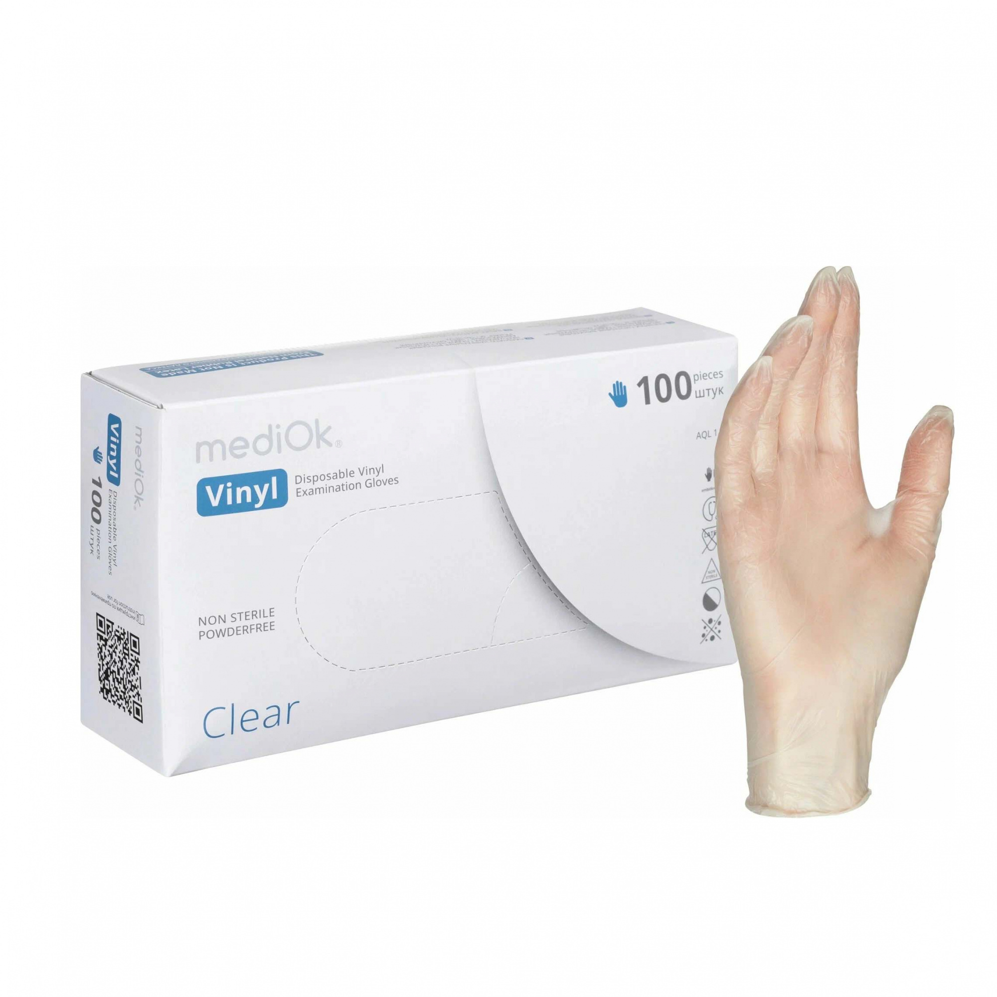 Перчатки винил.неопудр. MEDIOK L /10х100шт/ (10) купить в Донецке - СтриПсБери