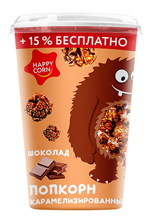 Кукуруза воздушная со вкусом шоколада (стакан) 100г. 6шт/кор, Happy Corn 2537 купить в Донецке - СтриПсБери