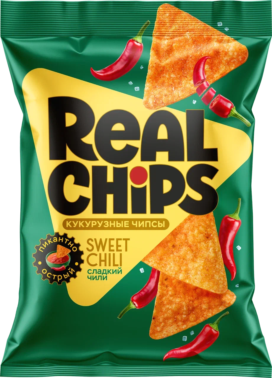 Чипсы кукурузные со вкусом Сладкий Чили 85гр, 18шт/кор, REAL CHIPS 3305 купить в Донецке - СтриПсБери