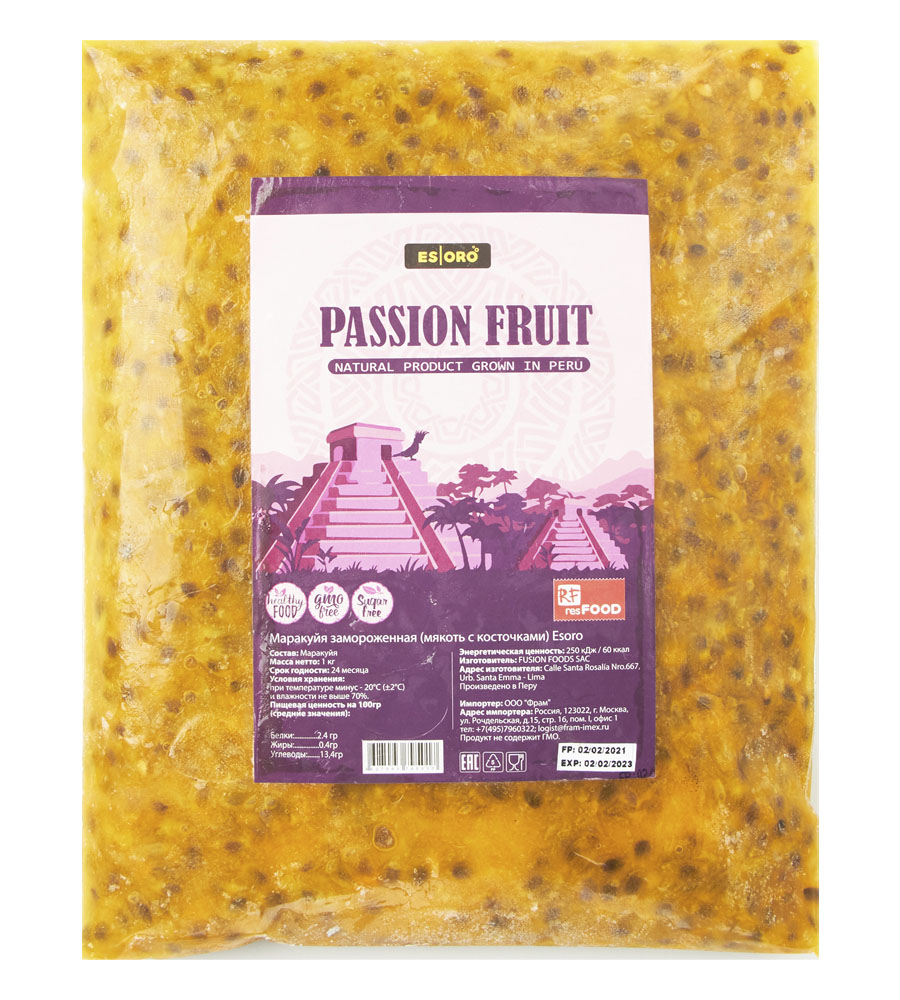 Маракуя мякоть с косточкой Esoro 1кг.10шт/кор 642 купить в Донецке - СтриПсБери