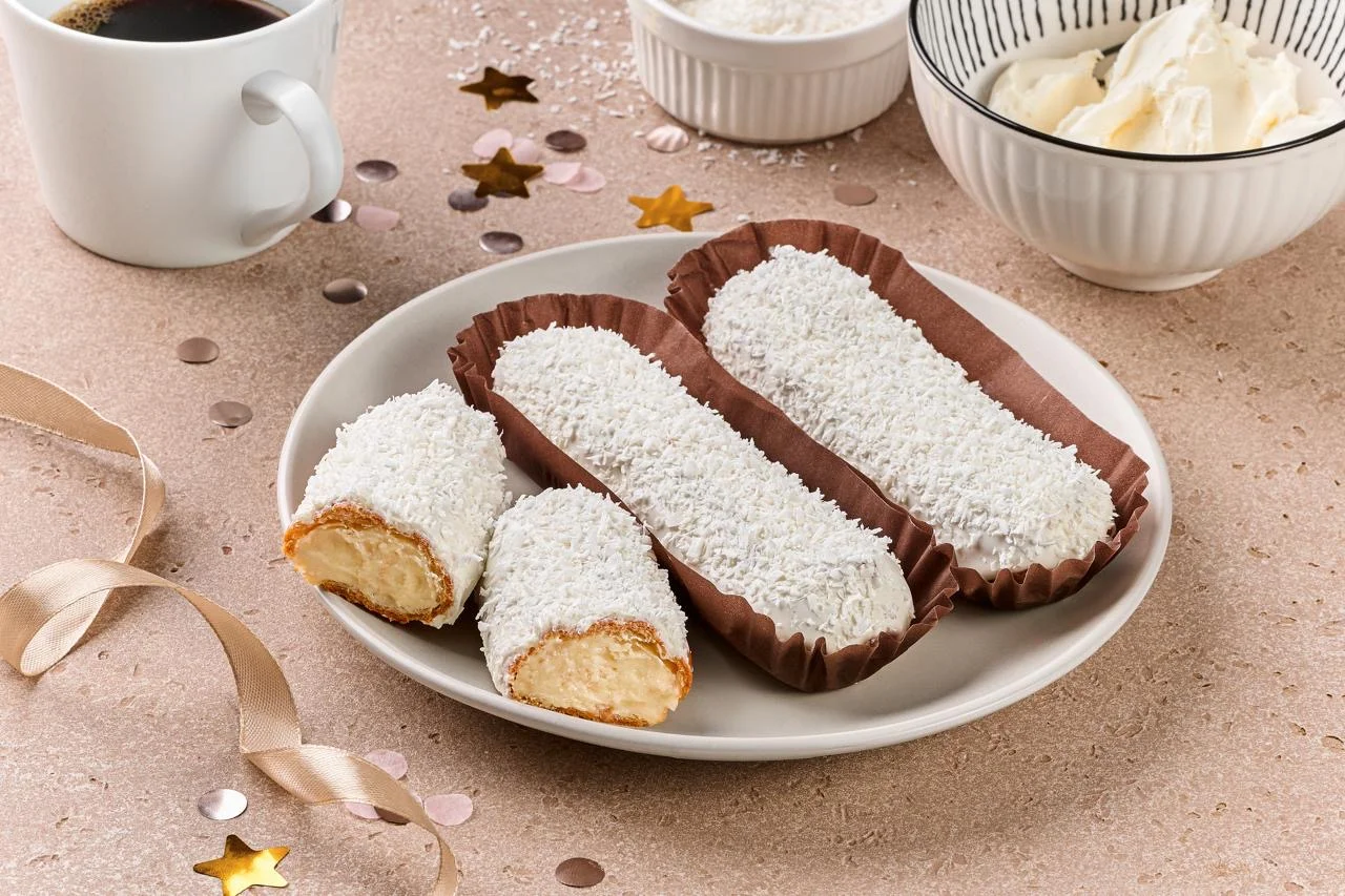 Эклер кокосовый Десертные Истории 60гр, 5шт/упак, 6упак/кор НФ-1398 купить в Донецке - СтриПсБери