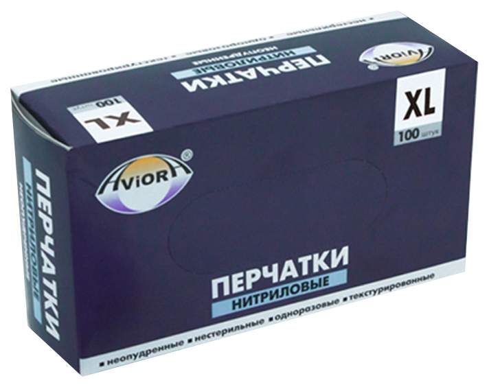 Перчатки нитриловые неопудр. AVIORA XL /10х100шт/ (10) черные 402-797 купить в Донецке - СтриПсБери