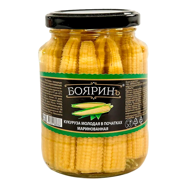 Кукуруза консервированная в початках Бояринъ 370мл/340гр/190гр с/б, 12шт/кор купить в Донецке - СтриПсБери