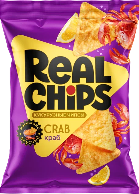 Чипсы кукурузные со вкусом Краб 85гр, 18шт/кор, REAL CHIPS 3374 купить в Донецке - СтриПсБери