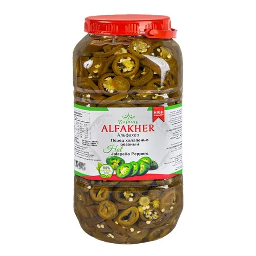 Перец халапеньо резаный ALFAKHER 3060гр/2970мл/1560гр пл/б, 6шт/кор 0424 купить в Донецке - СтриПсБери